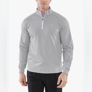 Deolax Men's Light Gray Quarter-Zip Performance Pullover Quarter Zip